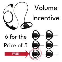 PROMO JTECH "D" Ring Style Headset with In-Line Push-to-Talk - Six Pack